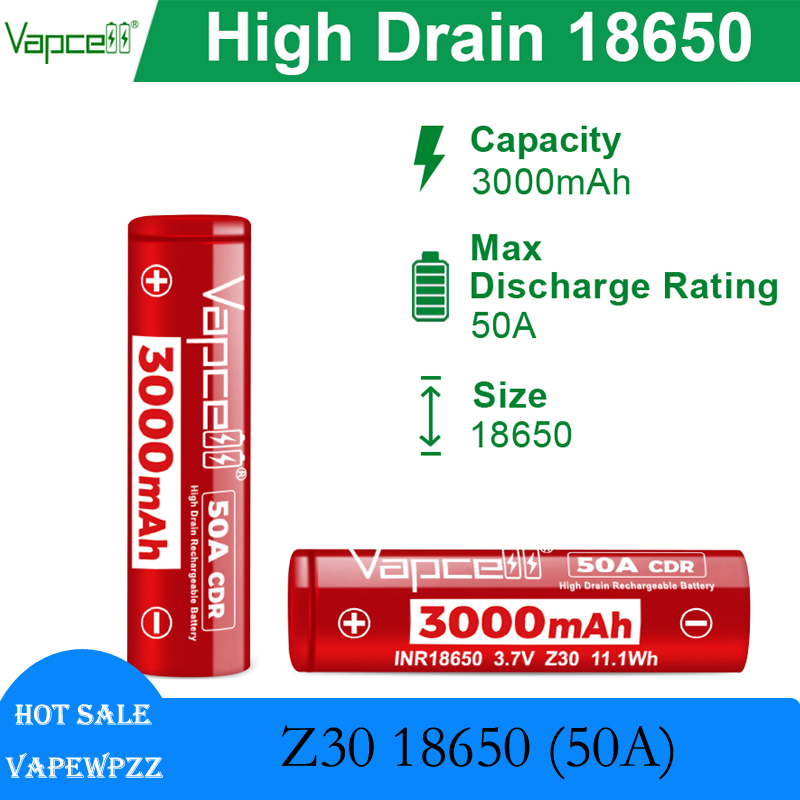Vape Battery 18650 - High Drain INR18650 Battery Vapcell Z30