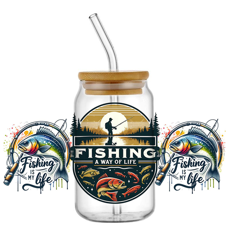 UV DTF Go Fishing Design Trans - Rdta Tank Glass avaliação e preço