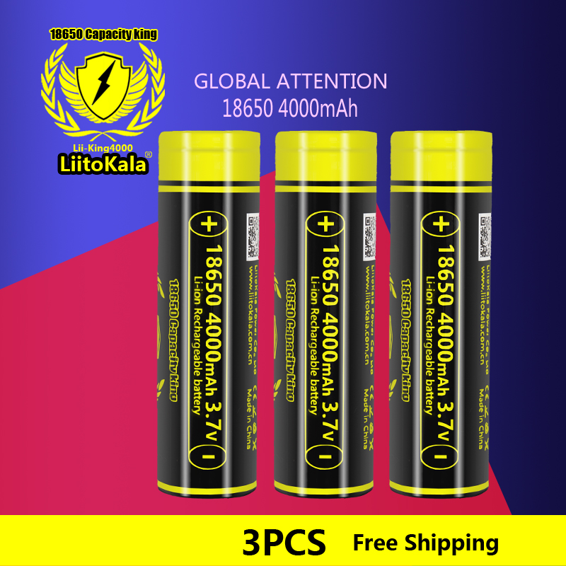 3pcs LiitoKala King4000 Highes - Vape Battery 18650 avaliação e preço