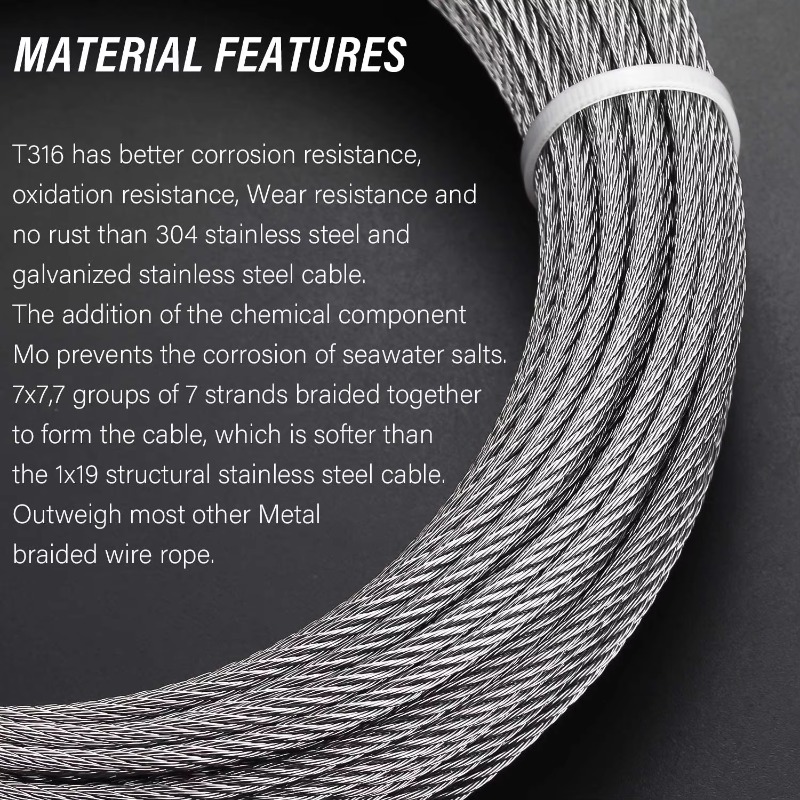 Wire Rope 7X19 Diameter 3.18mm - Stainless Wire Ss316 avaliação e preço