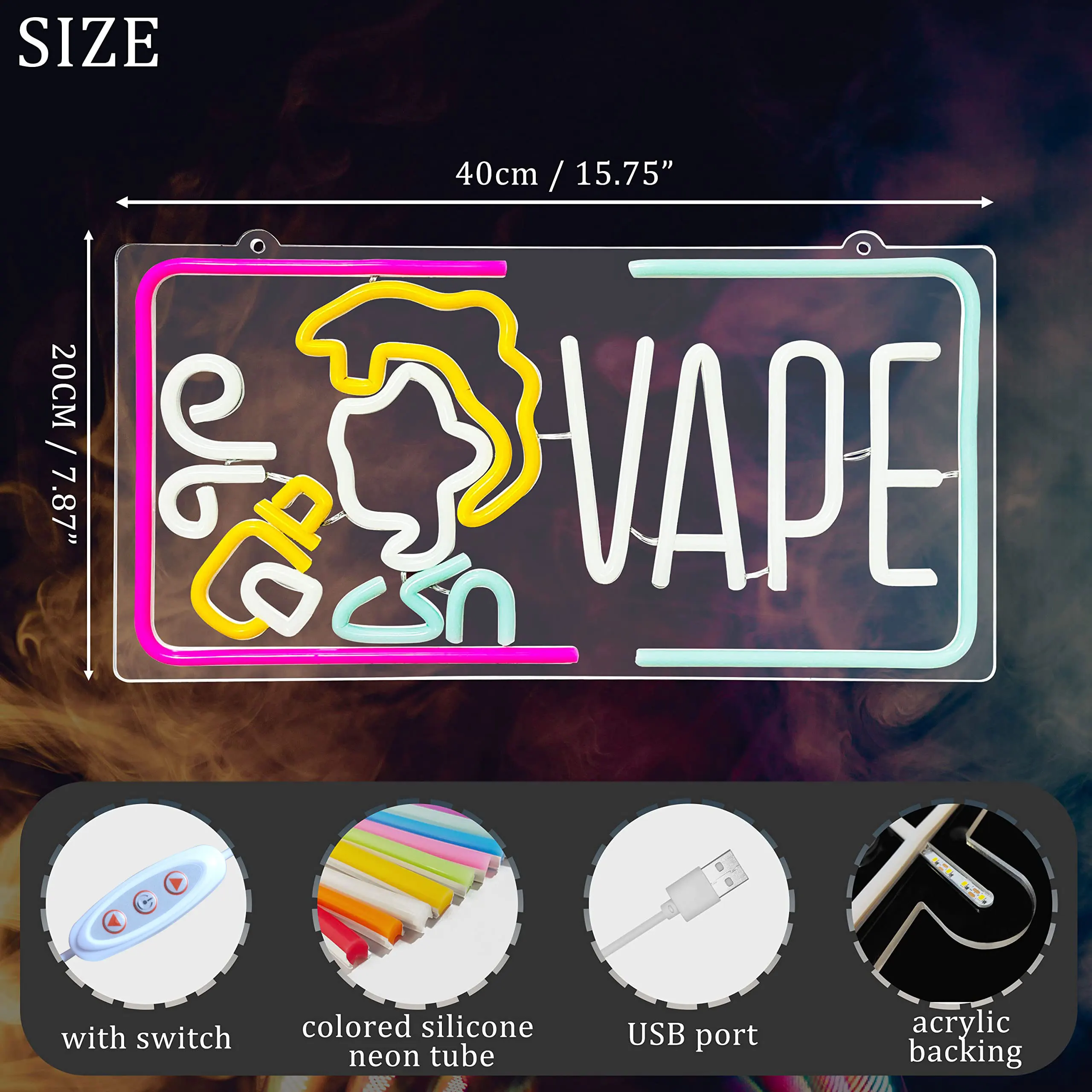Vape Neon Sign Dimmable Smoke  - Vaping Shop avaliação e preço