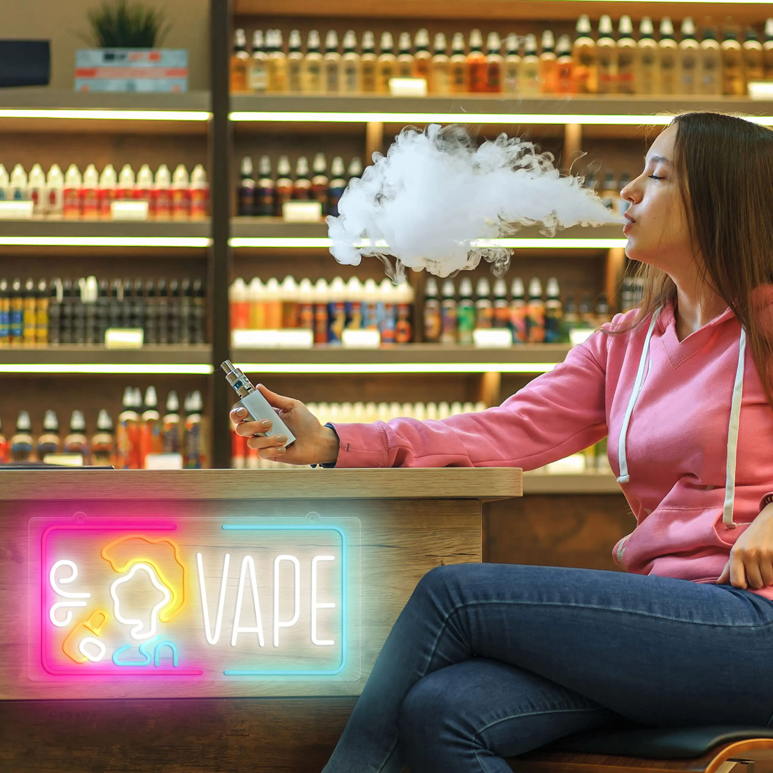 Vape Neon Sign Dimmable Smoke  - Vaping Shop avaliação e preço